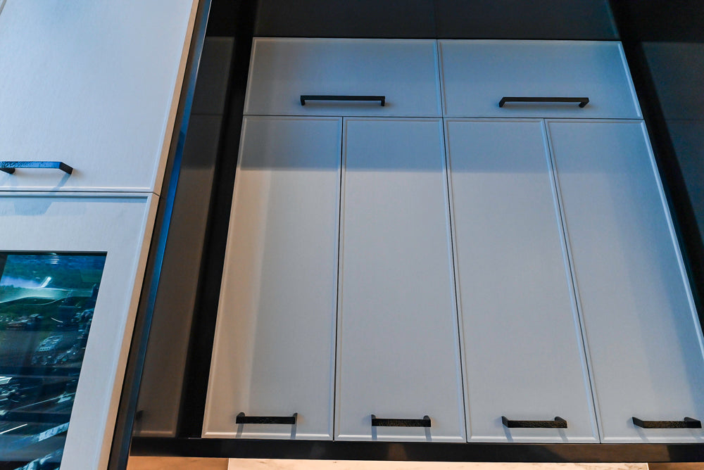 Transitional White Kitchen with Marble Countertops & Miele Appliances