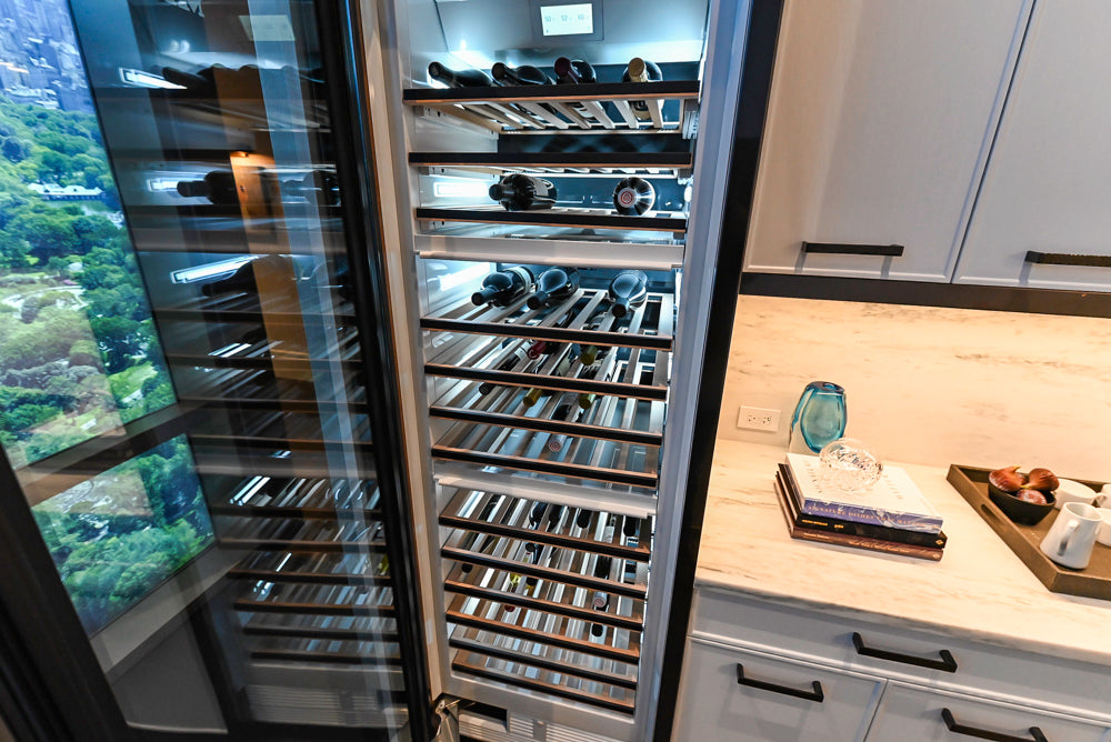 Transitional White Kitchen with Marble Countertops & Miele Appliances