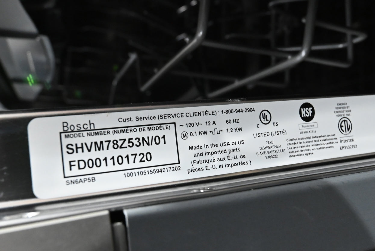 Bosch SHVM78Z53N 24" Panel Ready Dishwasher