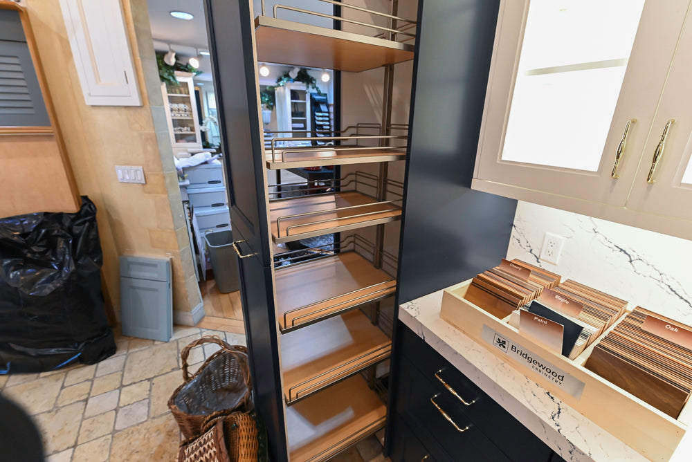 Wood-Mode "PLUS" Traditional Navy & White Kitchen with White Cambria Countertops