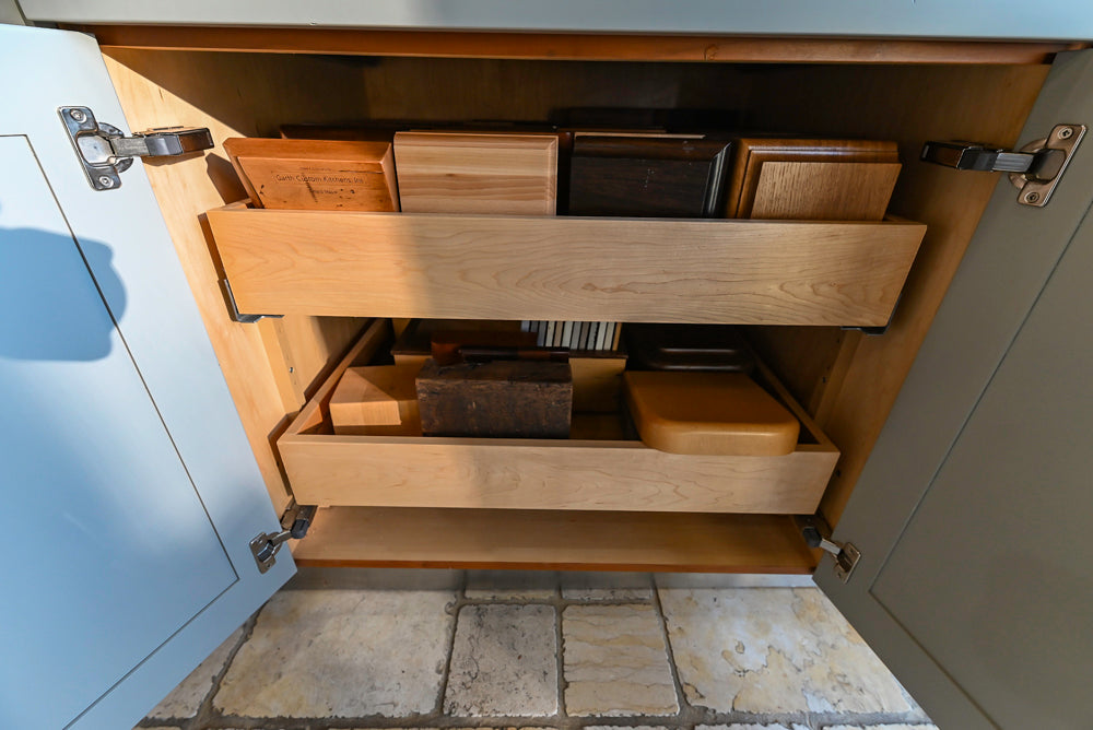 Wood-Mode & Brookhaven Transitional Grey Dry Bar with Cambria Countertops