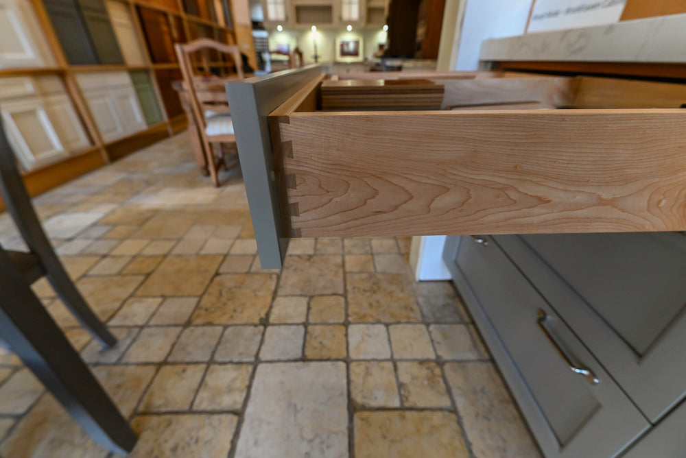 Wood-Mode & Brookhaven Transitional Grey Dry Bar with Cambria Countertops