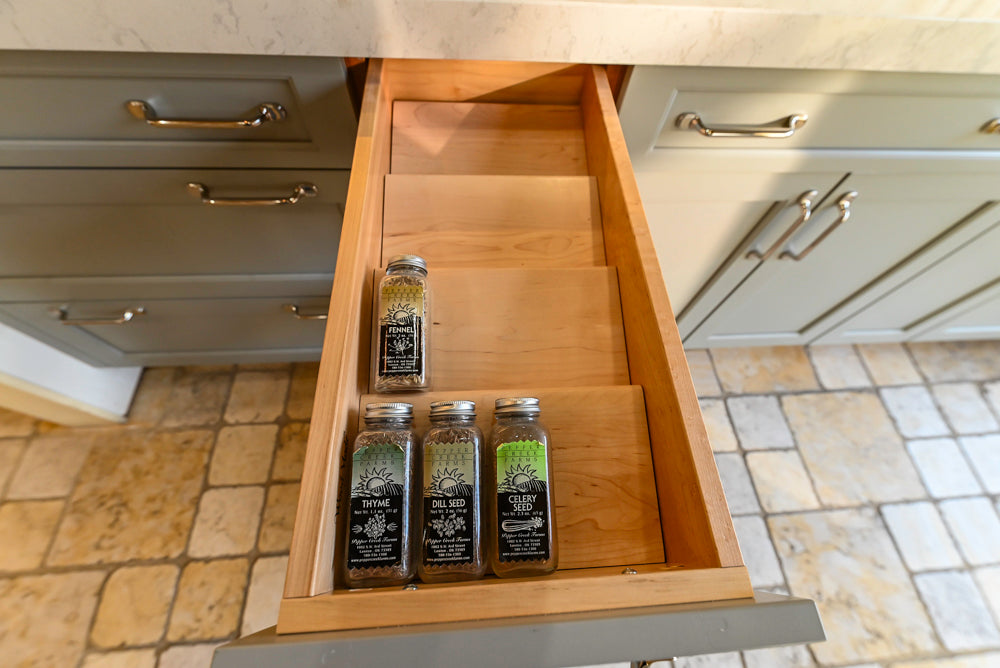 Wood-Mode & Brookhaven Transitional Grey Dry Bar with Cambria Countertops