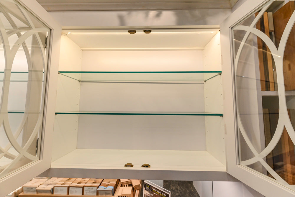 Amish Custom Cabinets with Mahogany Hood in Traditional Classic White Kitchen & Two-Toned Dry Bar