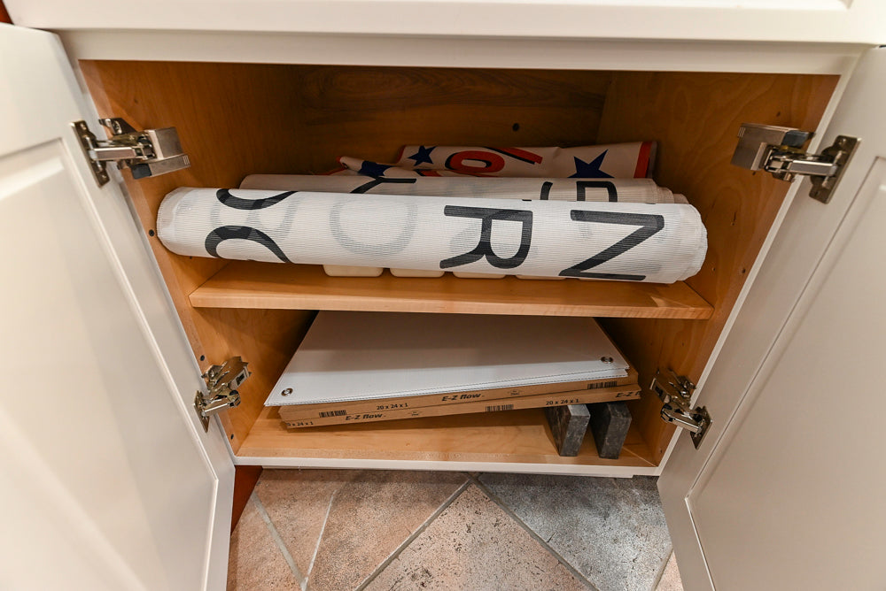 Amish Custom Cabinets with Mahogany Hood in Traditional Classic White Kitchen & Two-Toned Dry Bar