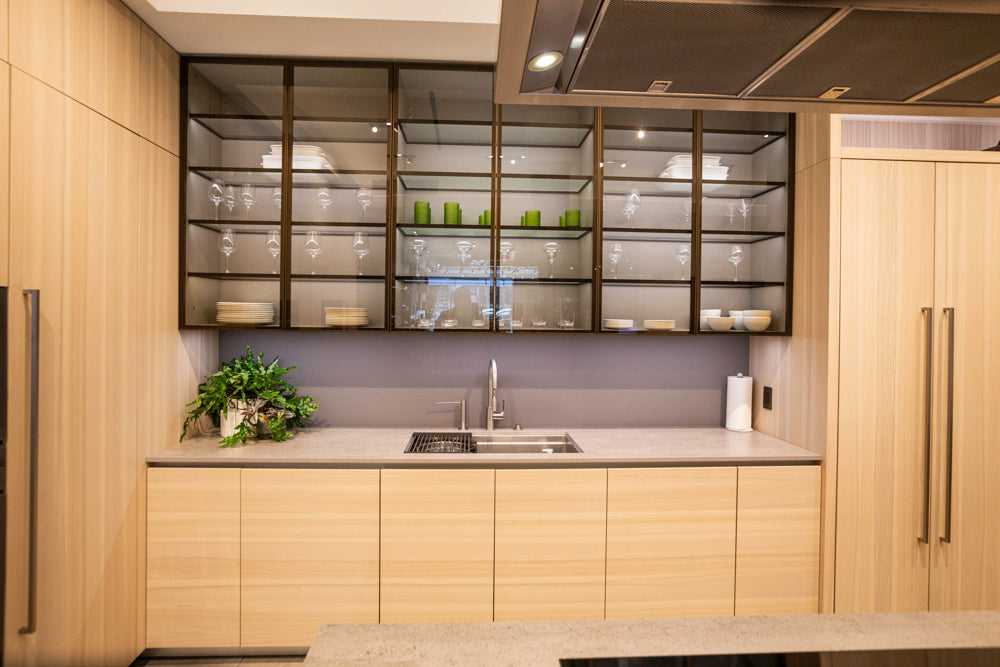 eggersmann Modern Light Ash Showroom Kitchen with Island, Miele Appliances & Dekton Keon Countertops
