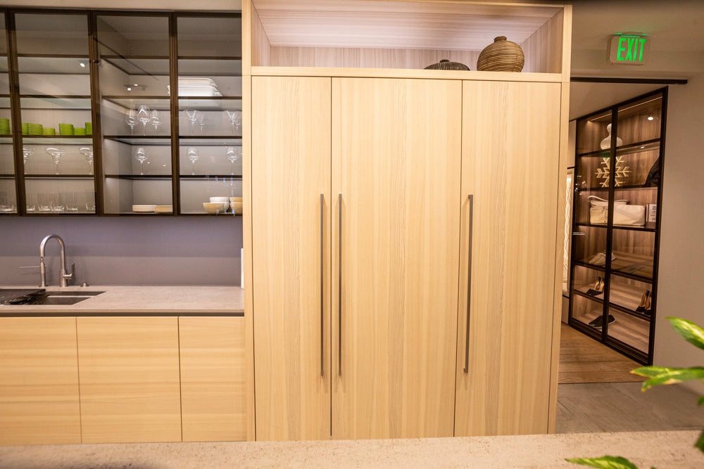 eggersmann Modern Light Ash Showroom Kitchen with Island, Miele Appliances & Dekton Keon Countertops