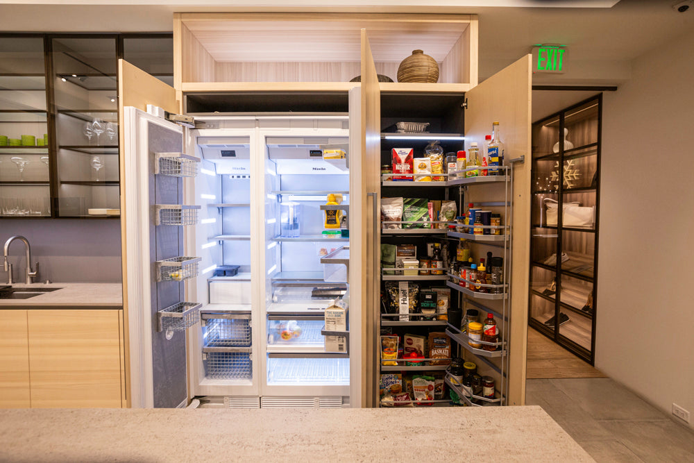 eggersmann Modern Light Ash Showroom Kitchen with Island, Miele Appliances & Dekton Keon Countertops