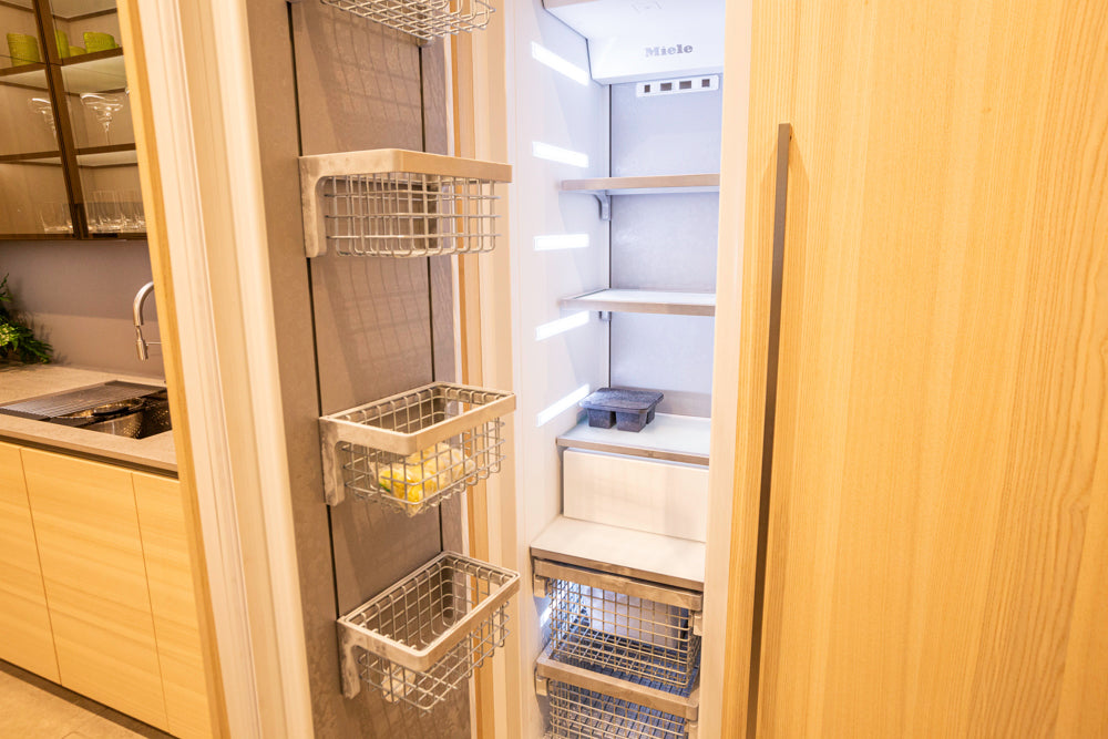 eggersmann Modern Light Ash Showroom Kitchen with Island, Miele Appliances & Dekton Keon Countertops