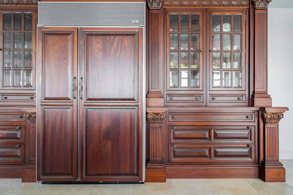 Clive Christian Regency Style Traditional Mahogany Kitchen with Granite Countertops & Gaggenau Appliances