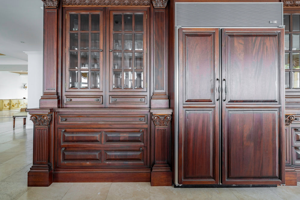 Clive Christian Regency Style Traditional Mahogany Kitchen with Granite Countertops & Gaggenau Appliances