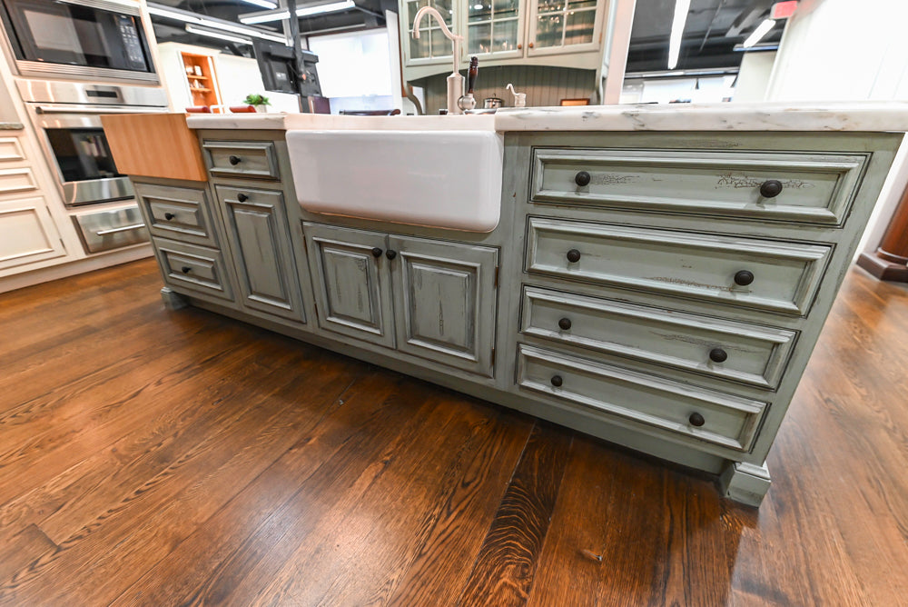 Plain & Fancy Traditional Multi-Tone Kitchen with Island and Dry Bar