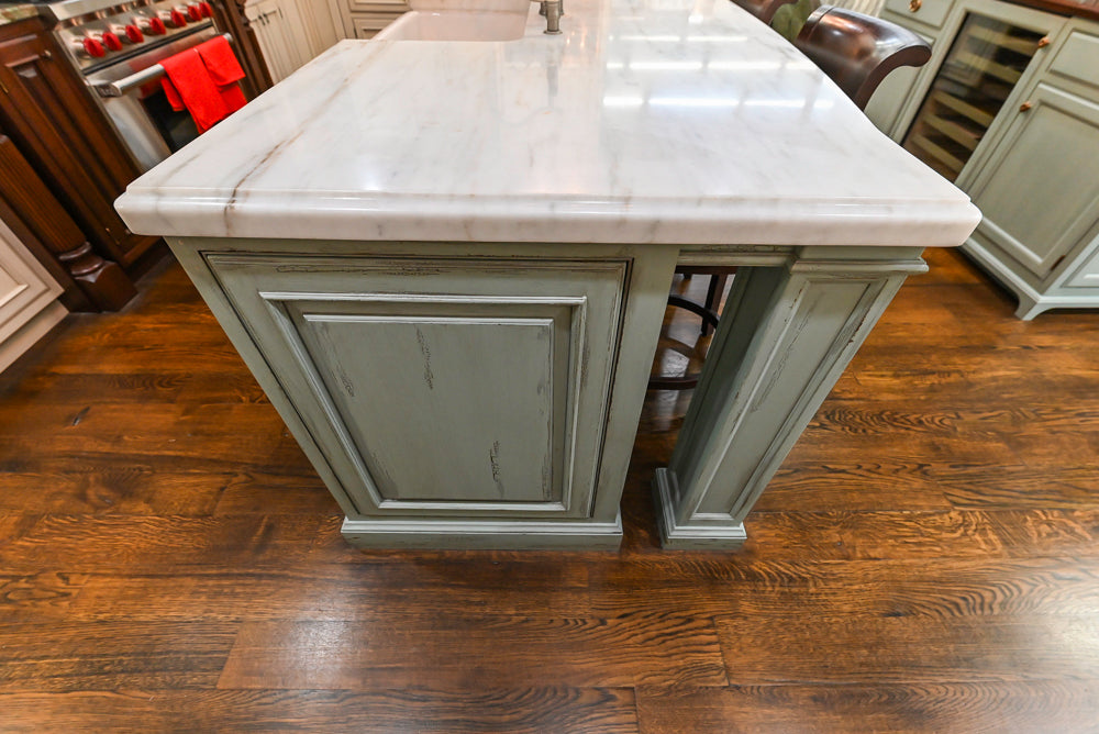 Plain & Fancy Traditional Multi-Tone Kitchen with Island and Dry Bar