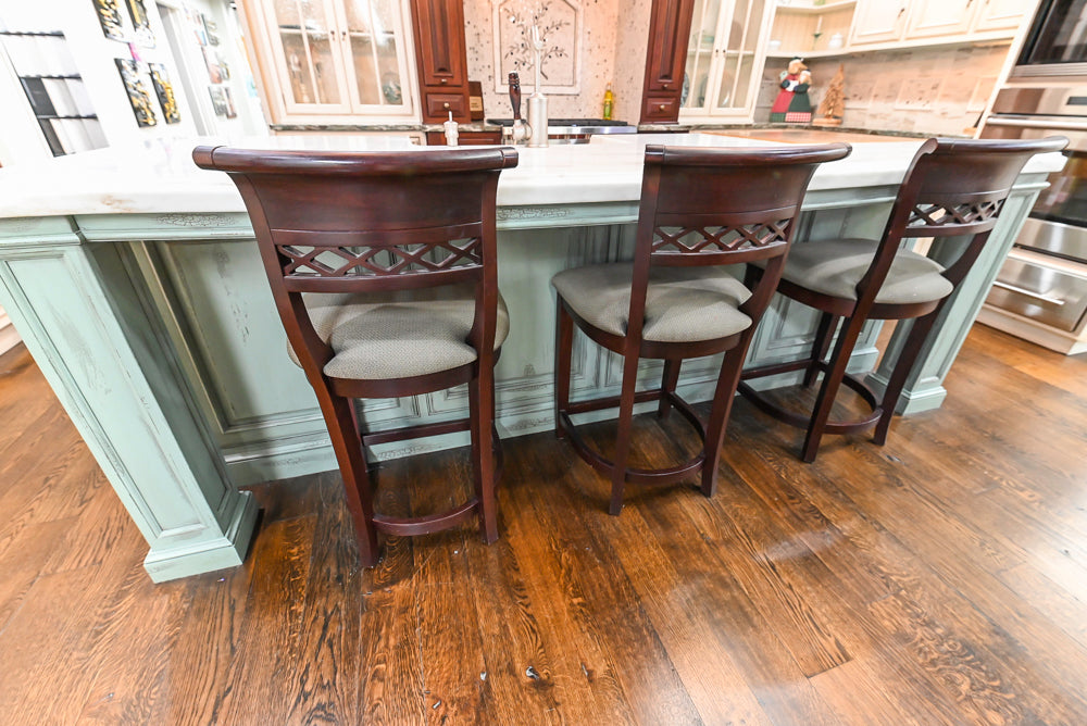 Plain & Fancy Traditional Multi-Tone Kitchen with Island and Dry Bar