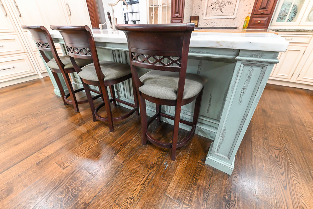 Plain & Fancy Traditional Multi-Tone Kitchen with Island and Dry Bar
