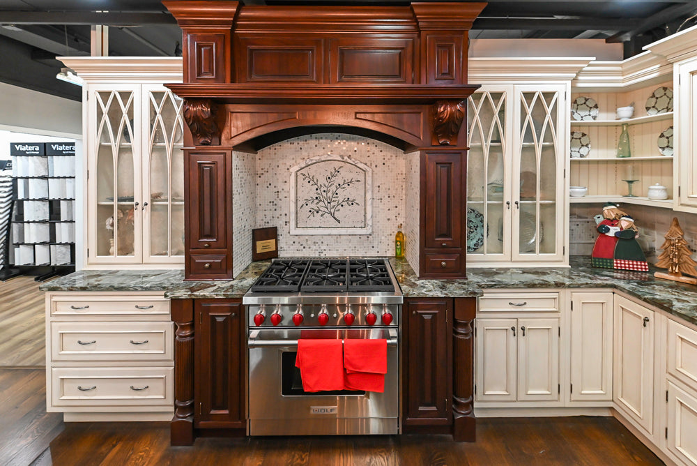 Plain & Fancy Traditional Multi-Tone Kitchen with Island and Dry Bar