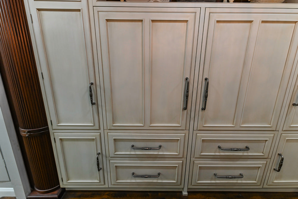 Plain & Fancy Traditional Multi-Tone Kitchen with Island and Dry Bar