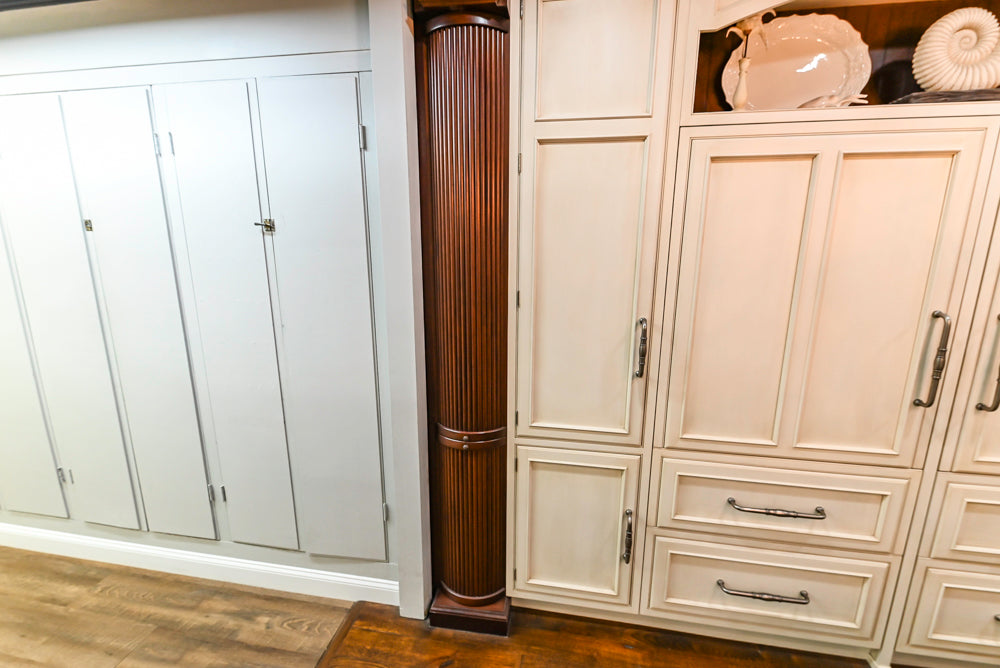 Plain & Fancy Traditional Multi-Tone Kitchen with Island and Dry Bar