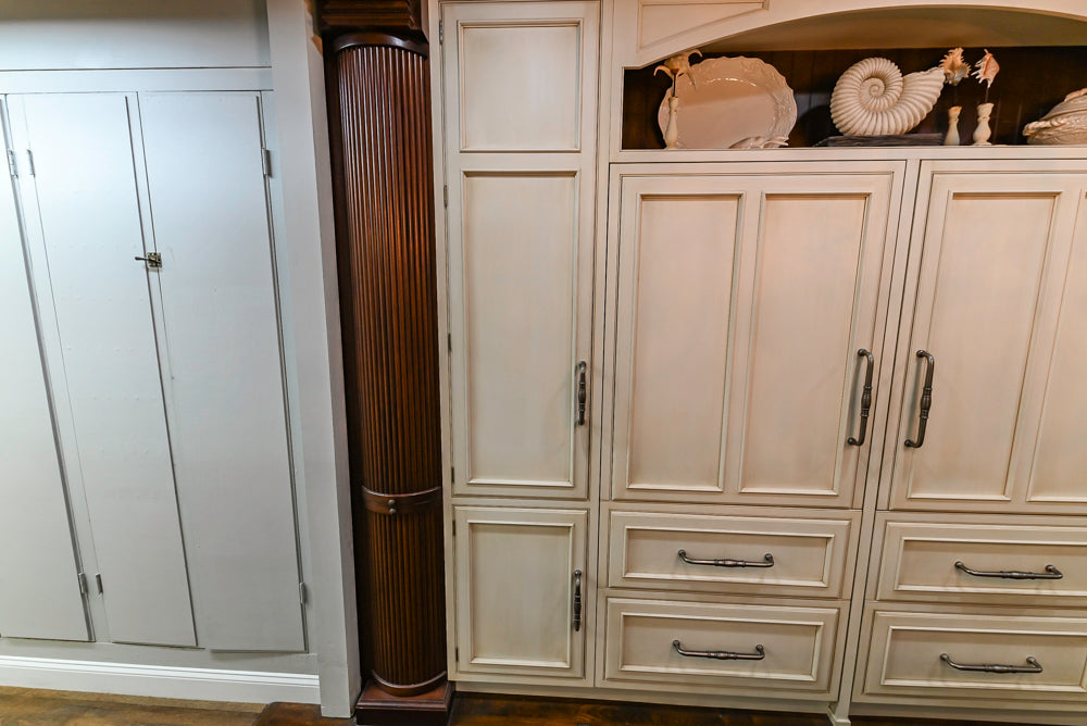 Plain & Fancy Traditional Multi-Tone Kitchen with Island and Dry Bar