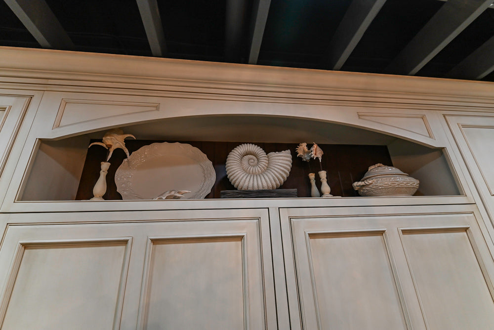 Plain & Fancy Traditional Multi-Tone Kitchen with Island and Dry Bar