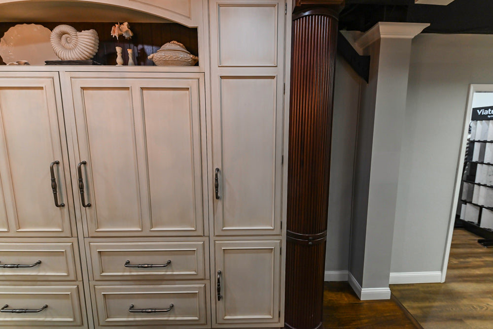 Plain & Fancy Traditional Multi-Tone Kitchen with Island and Dry Bar