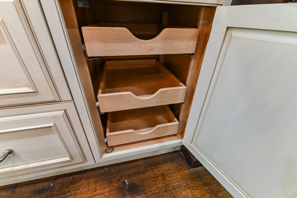 Plain & Fancy Traditional Multi-Tone Kitchen with Island and Dry Bar