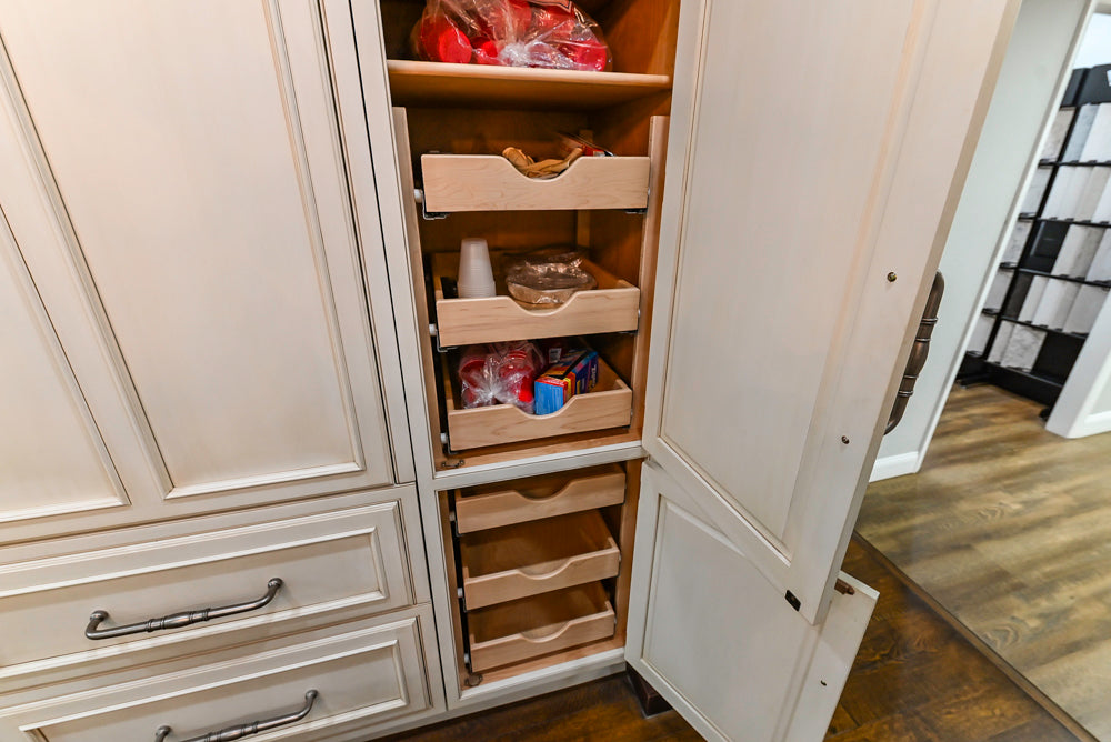 Plain & Fancy Traditional Multi-Tone Kitchen with Island and Dry Bar