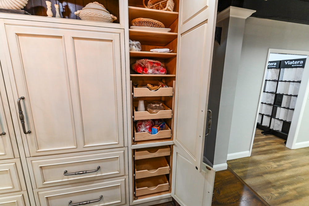 Plain & Fancy Traditional Multi-Tone Kitchen with Island and Dry Bar