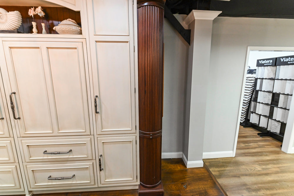 Plain & Fancy Traditional Multi-Tone Kitchen with Island and Dry Bar