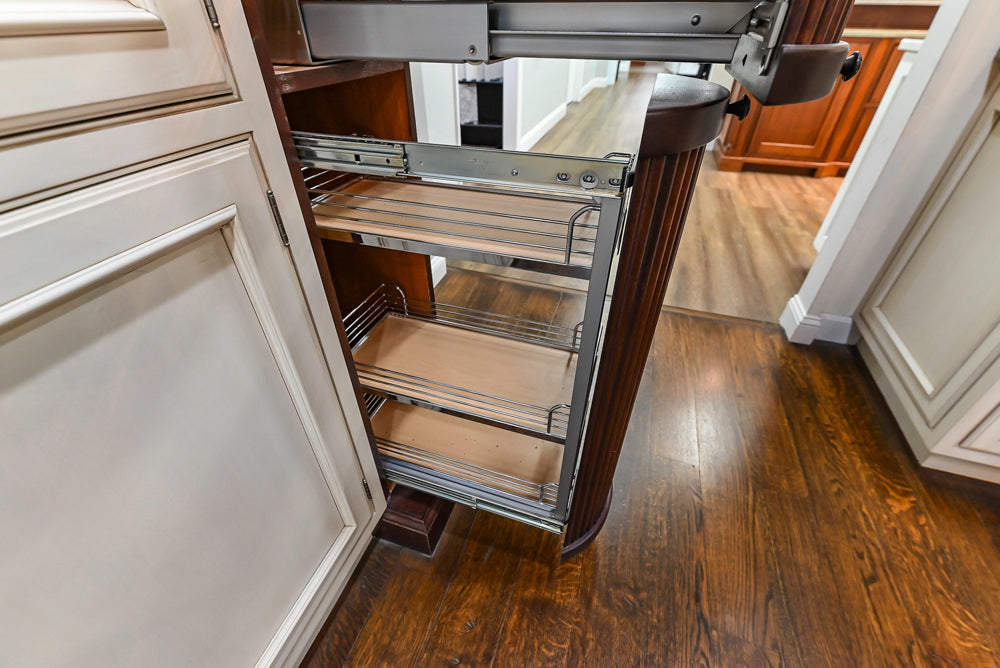 Plain & Fancy Traditional Multi-Tone Kitchen with Island and Dry Bar