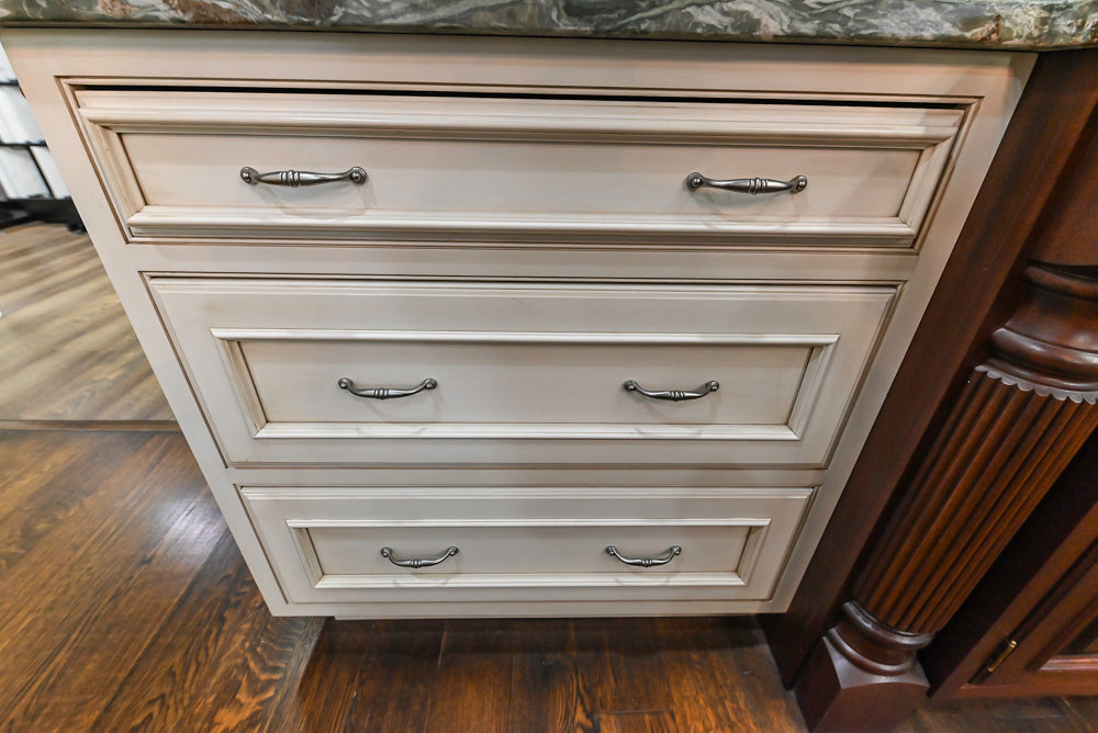 Plain & Fancy Traditional Multi-Tone Kitchen with Island and Dry Bar