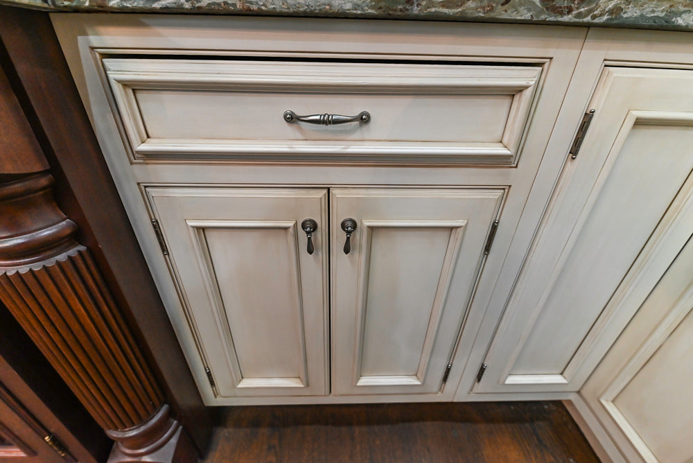 Plain & Fancy Traditional Multi-Tone Kitchen with Island and Dry Bar