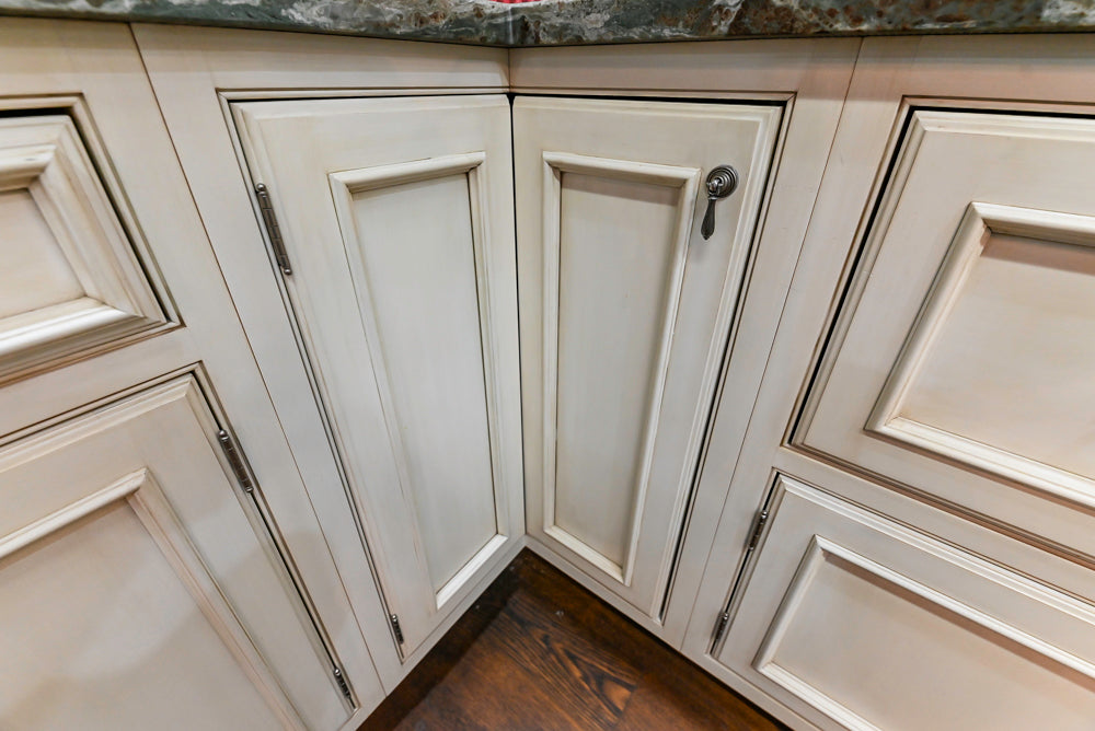 Plain & Fancy Traditional Multi-Tone Kitchen with Island and Dry Bar