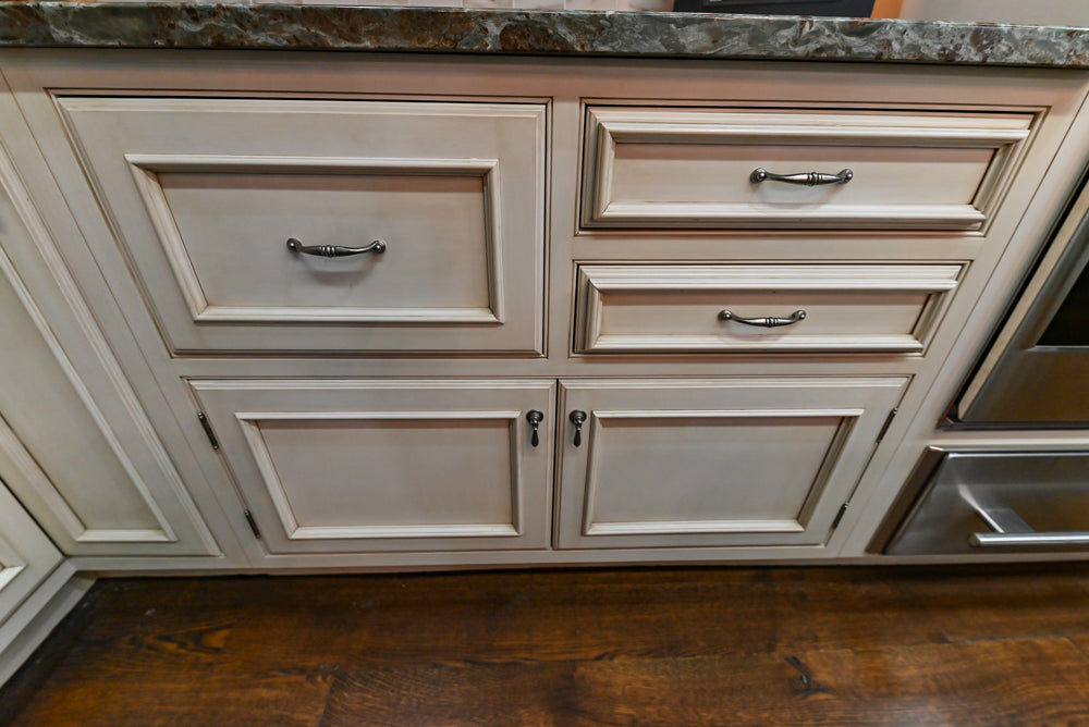 Plain & Fancy Traditional Multi-Tone Kitchen with Island and Dry Bar