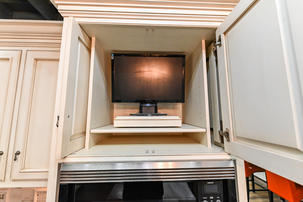 Plain & Fancy Traditional Multi-Tone Kitchen with Island and Dry Bar