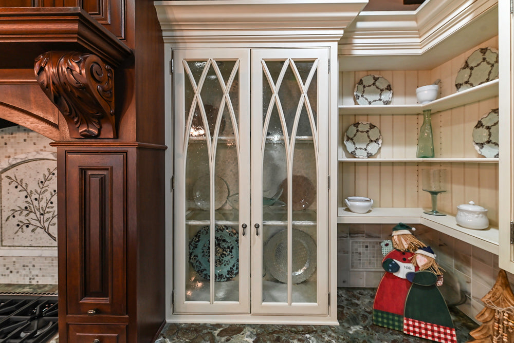 Plain & Fancy Traditional Multi-Tone Kitchen with Island and Dry Bar