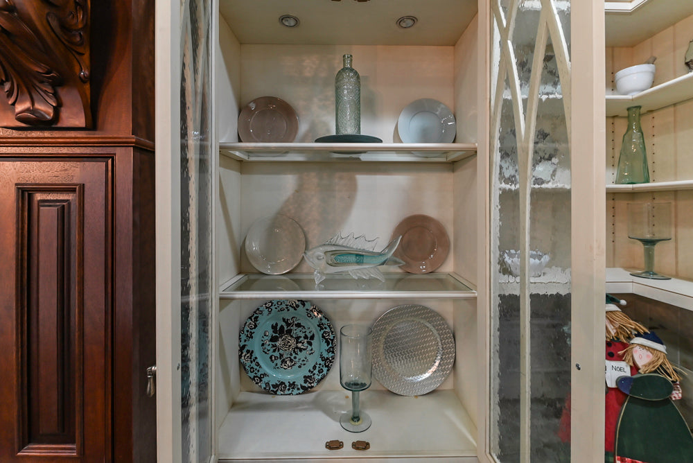 Plain & Fancy Traditional Multi-Tone Kitchen with Island and Dry Bar