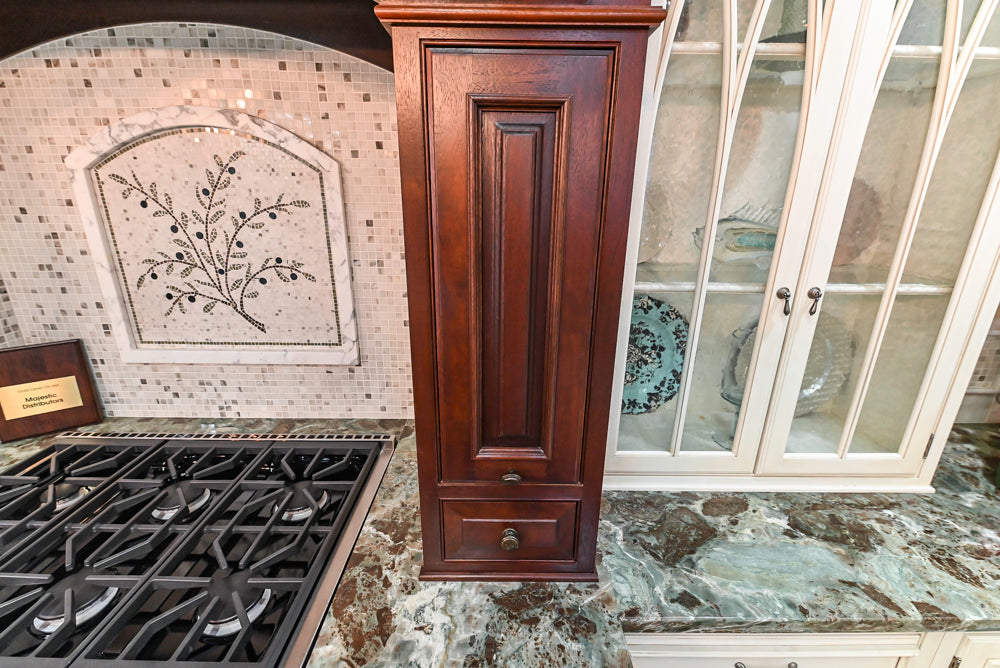 Plain & Fancy Traditional Multi-Tone Kitchen with Island and Dry Bar
