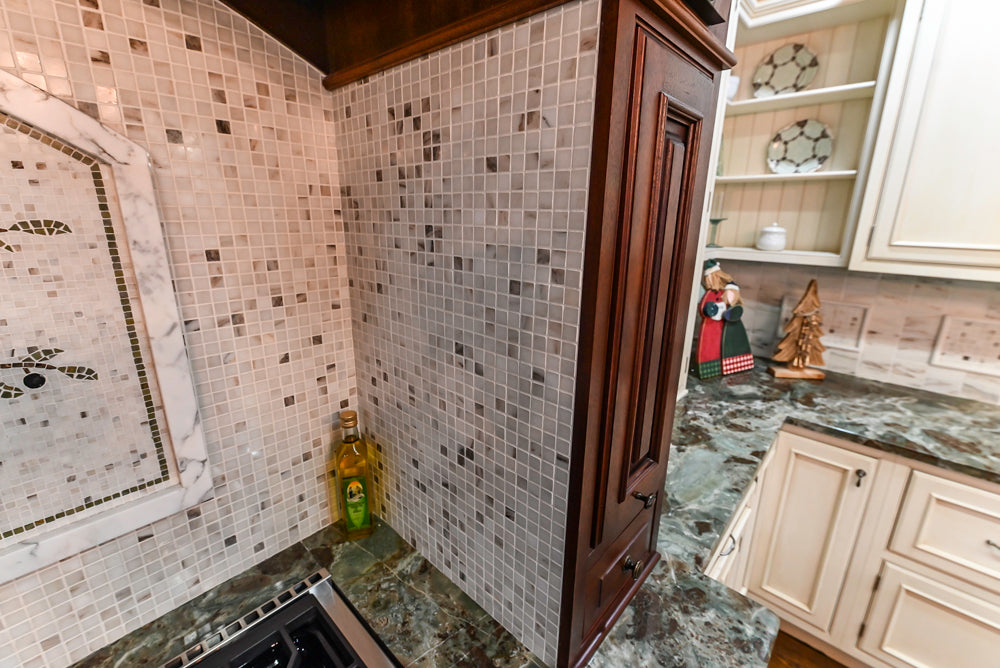 Plain & Fancy Traditional Multi-Tone Kitchen with Island and Dry Bar