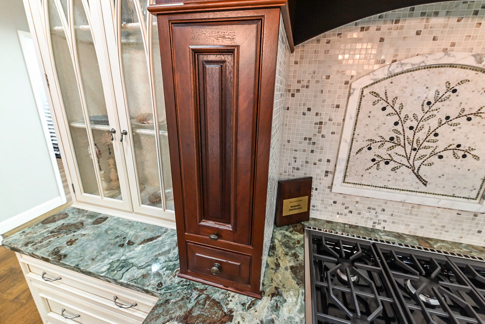 Plain & Fancy Traditional Multi-Tone Kitchen with Island and Dry Bar