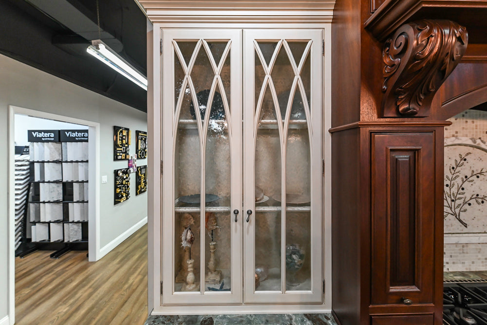 Plain & Fancy Traditional Multi-Tone Kitchen with Island and Dry Bar