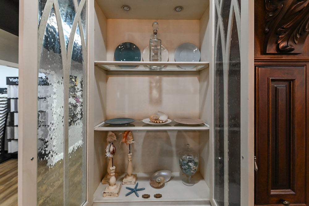 Plain & Fancy Traditional Multi-Tone Kitchen with Island and Dry Bar