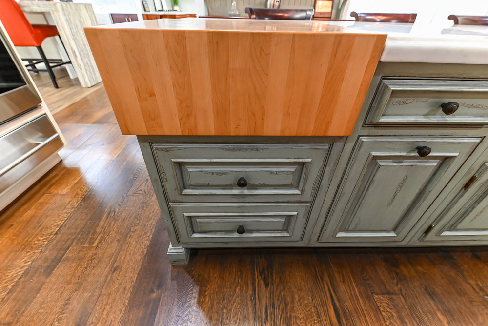 Plain & Fancy Traditional Multi-Tone Kitchen with Island and Dry Bar