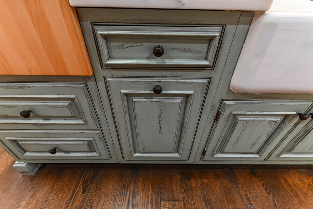 Plain & Fancy Traditional Multi-Tone Kitchen with Island and Dry Bar