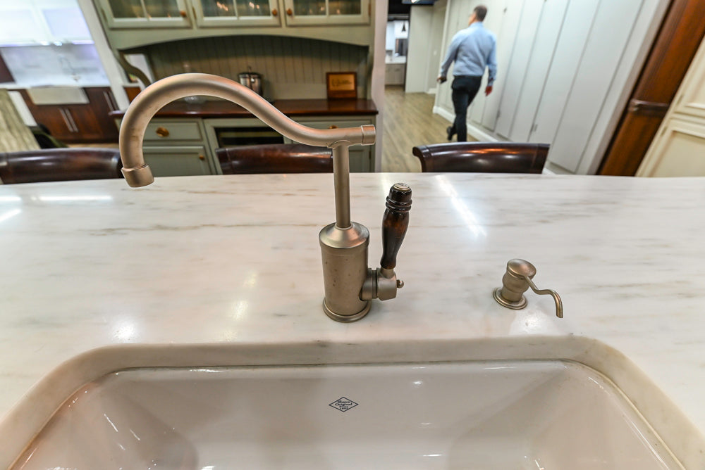 Plain & Fancy Traditional Multi-Tone Kitchen with Island and Dry Bar