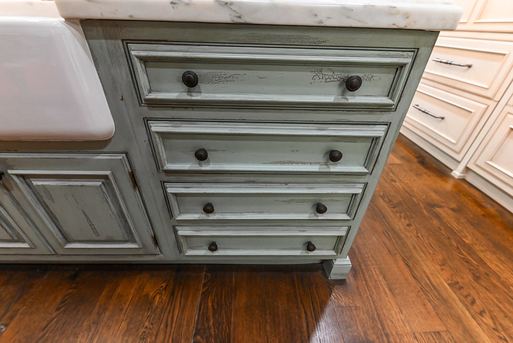 Plain & Fancy Traditional Multi-Tone Kitchen with Island and Dry Bar