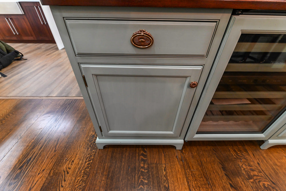 Plain & Fancy Traditional Multi-Tone Kitchen with Island and Dry Bar