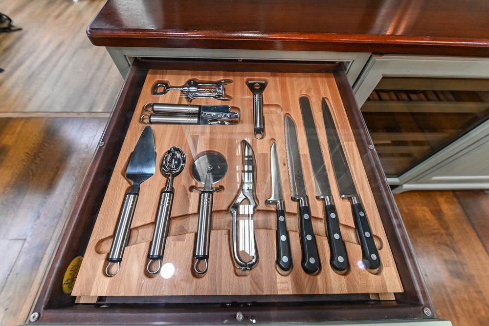 Plain & Fancy Traditional Multi-Tone Kitchen with Island and Dry Bar
