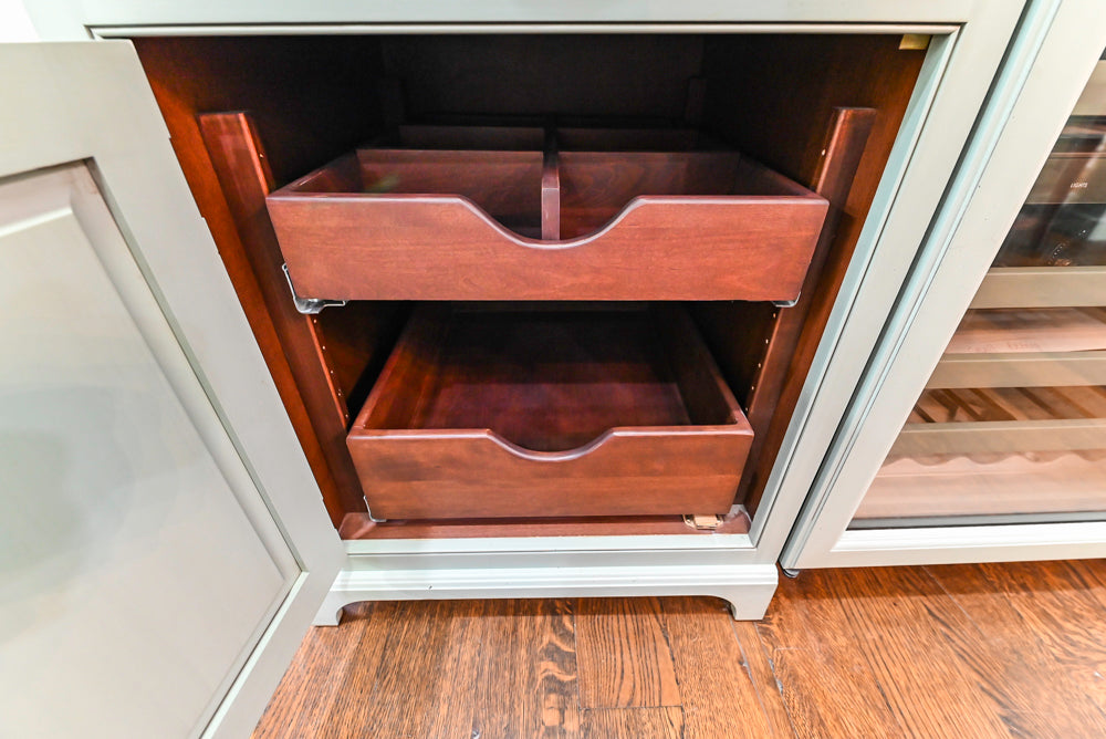 Plain & Fancy Traditional Multi-Tone Kitchen with Island and Dry Bar