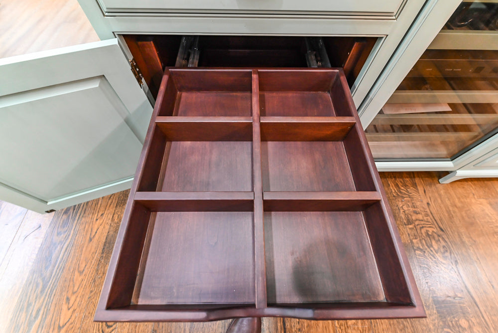 Plain & Fancy Traditional Multi-Tone Kitchen with Island and Dry Bar